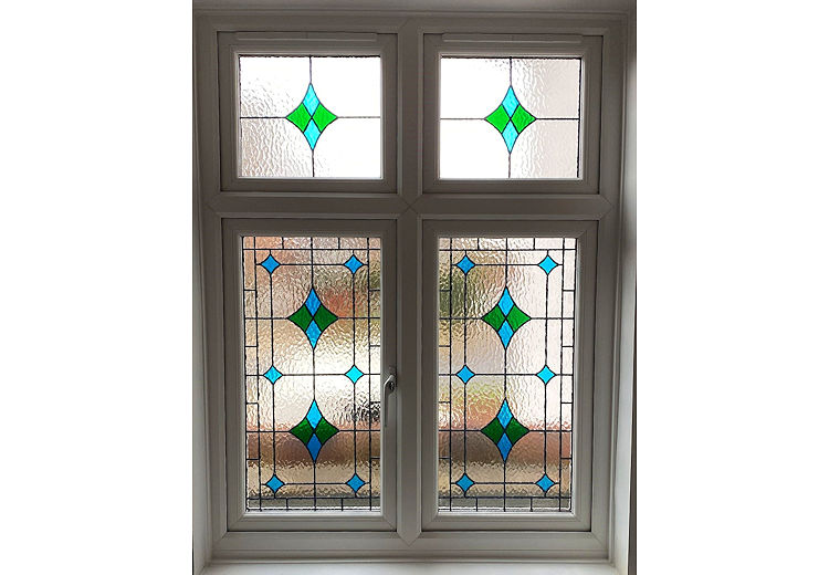 Feature landing window with leads and stains to match original