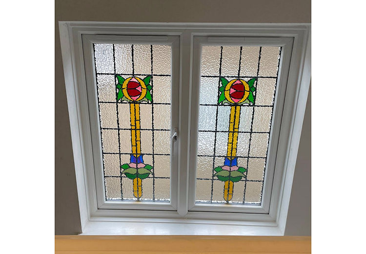 Feature landing window with leads and stains to match original